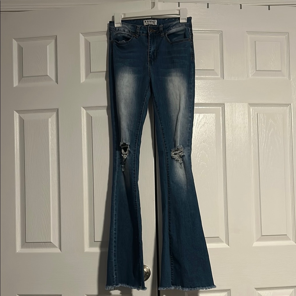 Kreamy Women's Distressed Flare Jeans